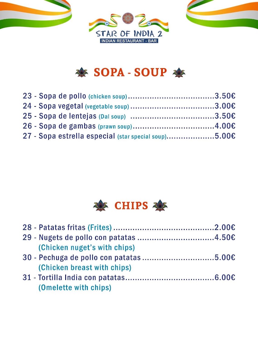 Menu Restaurante Star Of India 2-10