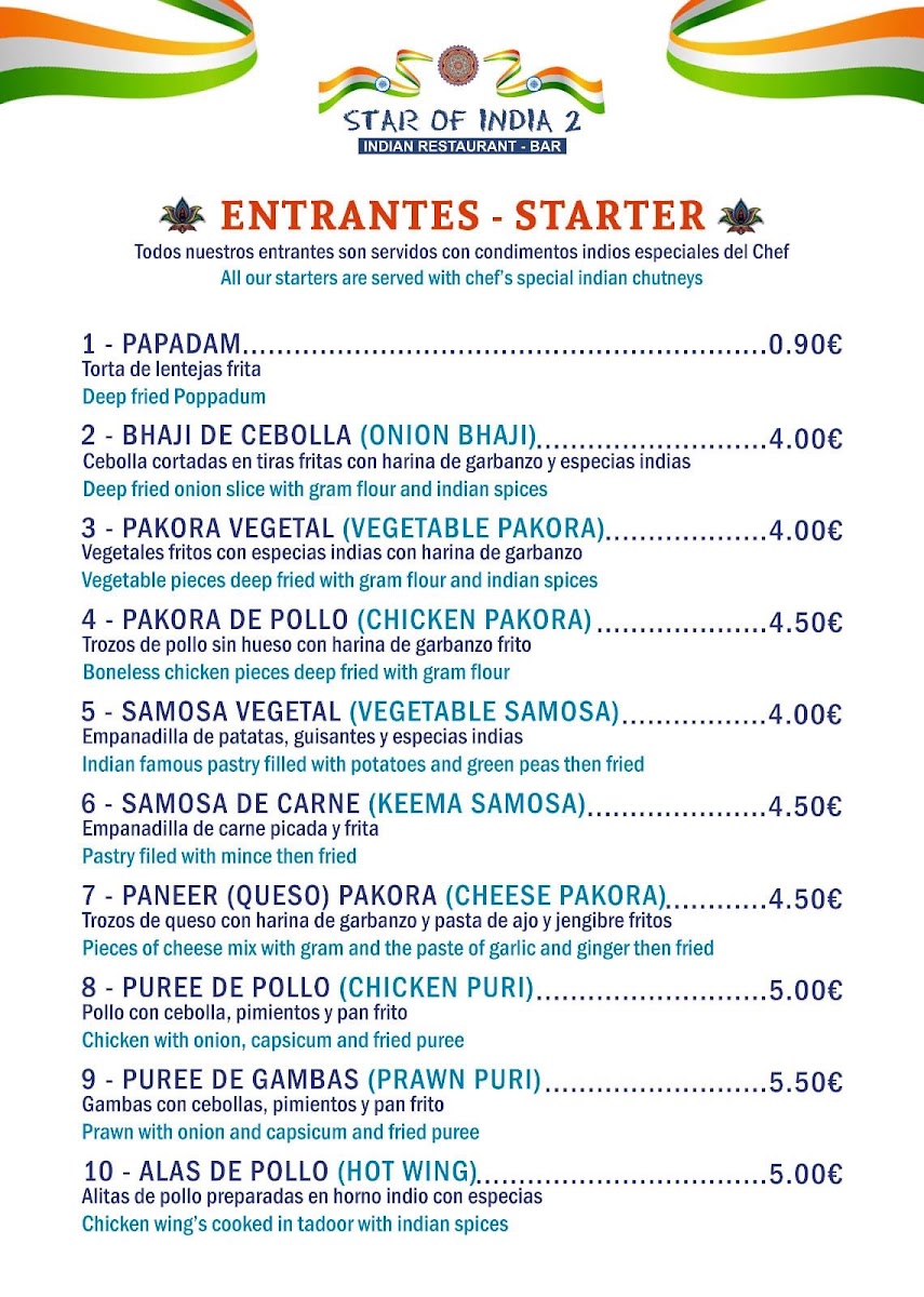 Menu Restaurante Star Of India 2-7